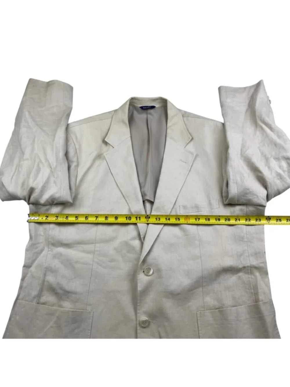 Alan Flusser Men’s 100% Linen 2-Button Blazer Jacket Beige • 46R | XL